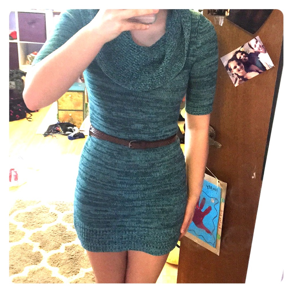 Blue/green mini dress/dress shirt